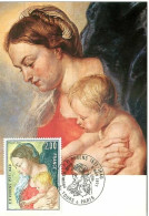 TIMBRES.n°27394.CARTE MAXIMUM.1977.RUBENS.VIERGE A L'ENFANT.DETAIL - 1970-1979