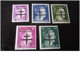 Timbres France . N°38672 . France.OCCUPATION FRANCAISE.HITLE.n°1 ET N°5 A 8.NEUF SANS CHARNIERES. TIMBRES SIGNEE. - Befreiung