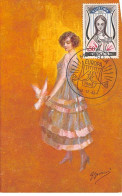 MONACO.Carte Maximum.AM14141.12/12/1963.Cachet Principauté De Monaco.Femme Avec Colombe - Used Stamps