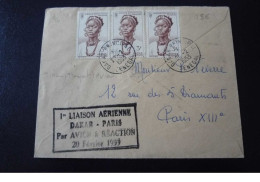 Senegal. N°150050.dakar/paris/casablanca .1953.timbres .cachet .obliterations Mixtes.1er Liaison Aerienne - Aviones