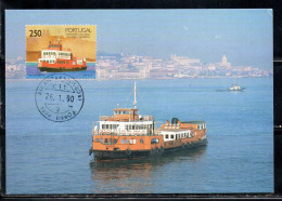 PORTUGAL PORTOGALLO 1989 SURFACE TRANSPORTATION LISBON LISBOA TRANSTEJO CO. RIVERBOAT CACIHEIRO 250e MAXI MAXIMUM CARD - Maximum Cards & Covers