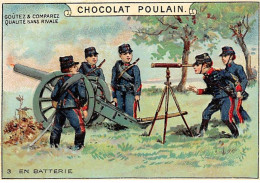 Chromos - COR14703 - Chocolat Poulain -En Batterie - Soldats - Hommes - Canon - 10x7 Cm Environ - En L'état - Poulain
