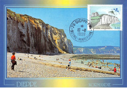 Carte Maximum - FRANCE - COR12856 - 10/11/1999 - Plage De Dieppe - Cachet Dieppe - 1990-1999