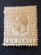 BAHAMAS  SG 86  6d Bistre Brown MH* Light Toning - 1859-1963 Kolonie Van De Kroon