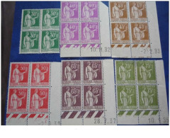 12.TIMBRES .BLOC DE 4 COIN DATE .1932 A 1933. N°280 A 289 ./298/359/363 A 367/369/481. COTE 1500 EUROS - 1930-1939