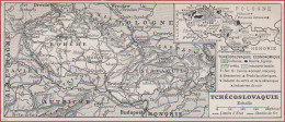 Tchécoslovaquie. Carte Politique Avec Chemin De Fer Et Carte économique. Larousse 1948. - Documents Historiques