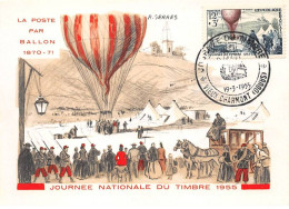 FRANCE.Carte Maximum.AM13822.19/03/1955.Cachet Vieux Charmont.Journée Nationale Du Timbre.La Poste Par Ballon - 1950-1959