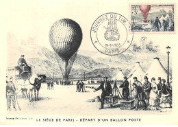 FRANCE.Carte Maximum.AM13814.19/03/1955.Cachet Paris.Journée Du Timbre.Le Siège De Paris.Départ D'un Ballon Poste - 1950-1959