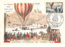 FRANCE.Carte Maximum.AM13808.19/03/1955.Cachet Paris.Journée Nationale Du Timbre.La Poste Par Ballon - 1950-1959