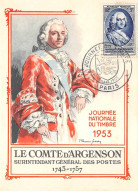 FRANCE.Carte Maximum.AM13793.14/03/1953.Cachet Paris.Journée Nationale Du Timbre.Le Comte D'Argenson - 1950-1959