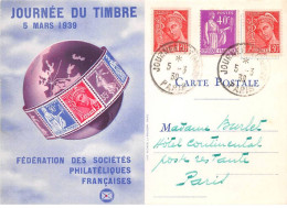 FRANCE.Carte Maximum.AM13700.05/03/1939.Cachet Paris.Journée Du Timbre - 1930-1939