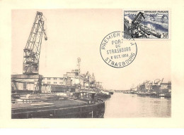 1956 .carte Maximum .france .102398 . Port De Strasbourg .cachet Strasbourg . - 1950-1959