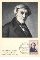 1953 .carte Maximum .france .102378 .jules Michelet .cachet Paris . - 1950-1959