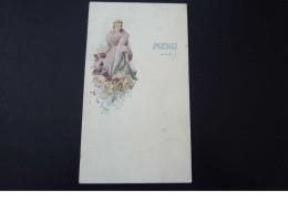 Menus. N°150190. Fleurs.femme Art Nouveau.genre Mucha .9 X 16 Cm - Menükarten