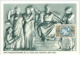 FRANCE.n°19973.CARTE MAXIMUM.1957.CENT CINQUANTENAIRE DE LA COUR DES COMPTES.1807-1957 - 1950-1959