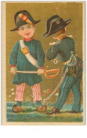 CHROMOS.n°197.CANON QUENARDEL.IMP DUPUY ET FILS.FONDS DORE.QUESTION.MILITAIRE. - Tè & Caffè