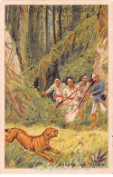 Chromos -COR12338 - Chocolat Guérin-Boutron - Chasse Au Tigre - Homme - Arbres - 7x10cm Env. - Guerin Boutron