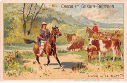 Chromos -COR12273 - Chocolat Guérin-Boutron - La Plata - Hommes - Cheval - Vaches - 7x10cm Env. - Guerin Boutron