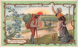 Chromos -COR12270 - Chocolat Guérin-Boutron - Lorraine - Myosotis - Homme - Femme - Fleurs - 6x10cm Env. - Guérin-Boutron