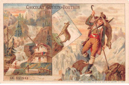 Chromos -COR12253 - Chocolat Guérin-Boutron - La Suisse - Homme - Montagne - Maison - 7x10cm Env. - Guérin-Boutron