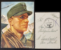 GERMANY THIRD 3rd REICH ORIGINAL PROPAGANDA CARD WEHRMACHT ALPINE TROOPS FELDPOST 1941 - Oorlog 1939-45