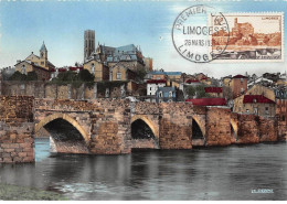 FRANCE.Carte Maximum.AM14166.26/03/1954.Cachet Limoges.Le Pont Saint Etienne Et La Cathédrale - Chile