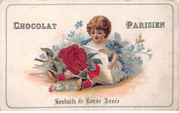 Chromos - COR15048 - Chocolat Parisien - Fille - Rose - Lettre - 12x7 Cm Environ - Altri & Non Classificati