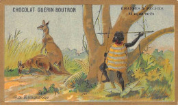 Chromos -COR10616- Chocolat Guérin-Boutron- Chasses Et Pêches- Kangourou- Chasseur - 6x10 Cm Env. - Guérin-Boutron