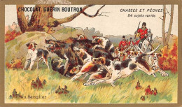 Chromos -COR10605 - Chocolat Guérin-Boutron- Chasses Et Pêches-Sanglier-Chevaux -Chiens- Chasseurs- 6x10 Cm Env. - Guerin Boutron