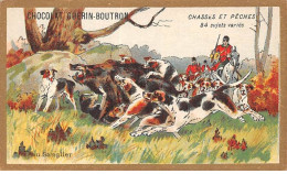 Chromos -COR10597 - Chocolat Guérin-Boutron- Chasses Et Pêches-Sanglier- Chiens -Chasseur  - 6x10 Cm Env. - Guerin Boutron