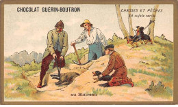 Chromos -COR10591 - Chocolat Guérin-Boutron- Chasses Et Pêches-Blaireau- Chiens -Chasseurs  - 6x10 Cm Env. - Guerin Boutron