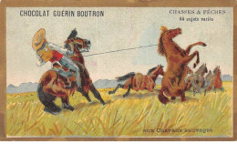 Chromos -COR10585 - Chocolat Guérin-Boutron- Chasses Et Pêches-Chevaux Sauvages -Chasseurs  - 6x10 Cm Env. - Guerin Boutron