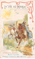 Chromos -COR10430- Moka Japonais- La Vie Au Maroc- Chasse Au Faucon- Hommes - Cheval -  6x10 Cm Environ - Sonstige & Ohne Zuordnung