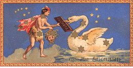 Chromos - COR14208 - Chocolat Suchard - Femme - Cygne - 10x5 Cm Environ - En L'état - Suchard