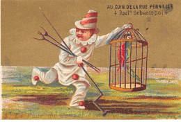 Chromos - COR14212 - Au Coin De La Rue Pernelle - Oiseau - Homme - Cage - Fond Or - 9x6 Cm Environ - En L'état - Otros & Sin Clasificación