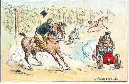 Chromos - COR14227 - Au Petit Paris - Hommes - Cheval - Automobile - 9x6 Cm Environ - En L'état - Otros & Sin Clasificación