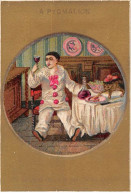 Chromos - COR14279 - Pygmalion - Homme - Clown - Vin - Chien - Fond Or - 11x7 Cm Environ - En L'état - Otros & Sin Clasificación