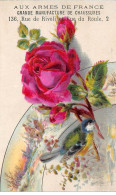 Chromos - COR14289 - Aux Armes De France - Rose - Oiseau - Maison - 11x7 Cm Environ - En L'état - Other & Unclassified