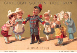 Chromos - COR14360 - Chocolat Guérin-Boutron - Homme - Femmes - Fond Or - 10x7 Cm Environ - En L'état - Guerin Boutron