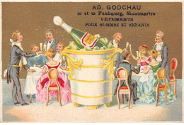 Chromos - COR14403 - AD Godchau - Femmes - Hommes - Table - Champagne - Fond Or - 10x7 Cm Environ - En L'état - Other & Unclassified