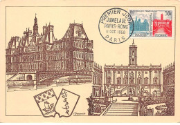 Carte Maximum - FRANCE - COR12694 - 11/10/1958 - Hôtel De Ville De Paris- Capitole De Rome - Cachet Paris - 1950-1959