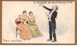 Chromos - COR13781 - Horlogerie E. Riquier - Homme - Femmes - Eventail - Poésie Soporifique- 10x6 Cm  - En L'état - Other & Unclassified