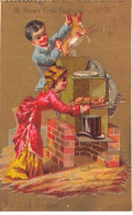 Chromos - COR13835 - Grand Bazar De La Ville De Paris - Fille - Garçon - Chats- Fond Or - 9x5 Cm Environ - En L'état - Sonstige & Ohne Zuordnung