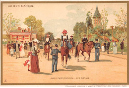 Chromos - COR14533 - Au Bon Marché - Hommes - Femmes - Chevaux - Jardin D'acclimatation - 11x7 Cm Environ - En L'état - Au Bon Marché