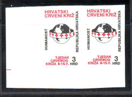 Croatia 1992 Charity Stamp Mi.No 21 Red Cross Unstaped Stamps - Corner Pair   MNH - Croatia