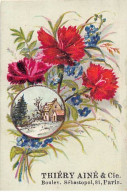 Chromos - COR13683 - Thiéry Ainé & Cie - Fleurs - Maison - Sapin - 7x5 Cm Environ - En L'état - Autres & Non Classés