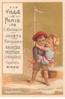 Chromos - COR14123 - A La Ville De Paris - Garçon - Fille - Bateau - Fond Or - 8x5 Cm Environ - En L'état - Otros & Sin Clasificación