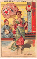 Chromos - COR14966 - Chocolat Moreuil - Femme - Homme - Eventail - Japon - 11x7 Cm Environ - Otros & Sin Clasificación