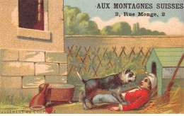 Chromos - COR13881 - Aux Montagnes Suisses - Homme - Chien - Niche - Balai - 10x6 Cm Environ - En L'état - Autres & Non Classés