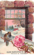 Chromos - COR13928 -A La Tour Jean Sans Peur - Maison - Neige - Oiseau - Rose - 9x6 Cm Environ - En L'état - Autres & Non Classés